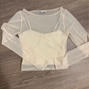Elegant Cream Mesh Top